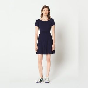 Sandro Lottie dress. navy knit dress fit and flare size 36. Like new